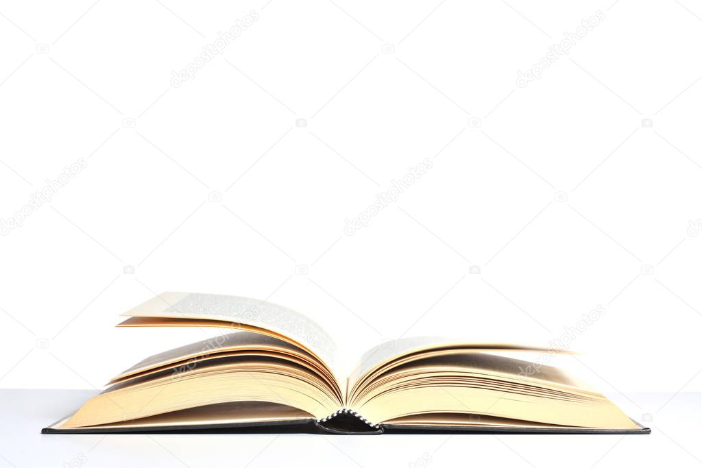 open book isolated on white background with copy space for your text