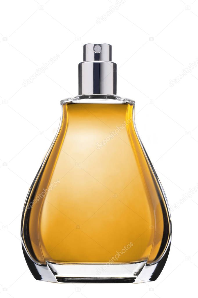 precious perfume bottle isolated on white background with clipping path
