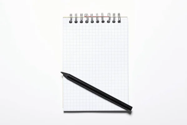 Blank Notepad Black Pencil Isolated White Background Copy Space Your — ストック写真