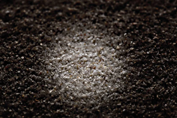 Κοντά Μαύρη Άμμο Υφή Άμμου Ένα Φως Spot Στο Κέντρο — Φωτογραφία Αρχείου