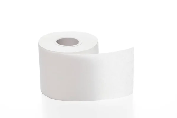 Rotolo Carta Igienica Riciclata Isolato Sfondo Bianco Con Percorso Ritaglio — Foto Stock