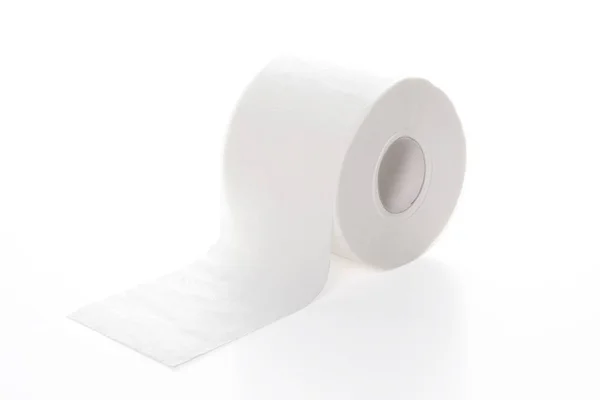 Rotolo Carta Igienica Riciclata Isolato Sfondo Bianco Con Percorso Ritaglio — Foto Stock
