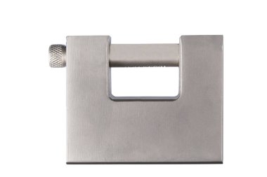 güvenli asma kilit beyaz arkaplanda kırpma yolu ve metin için kopyalama alanı ile izole edildi