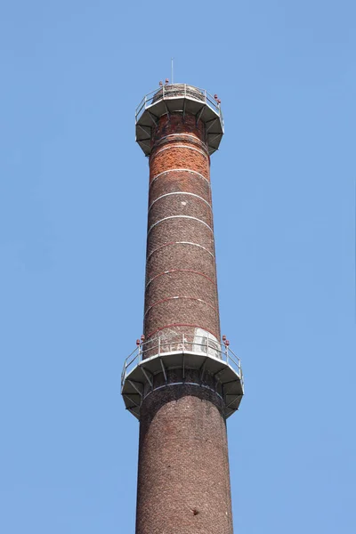 Tall Industrial Chimney Blue Sky Copy Space Your Text — Stock Photo, Image