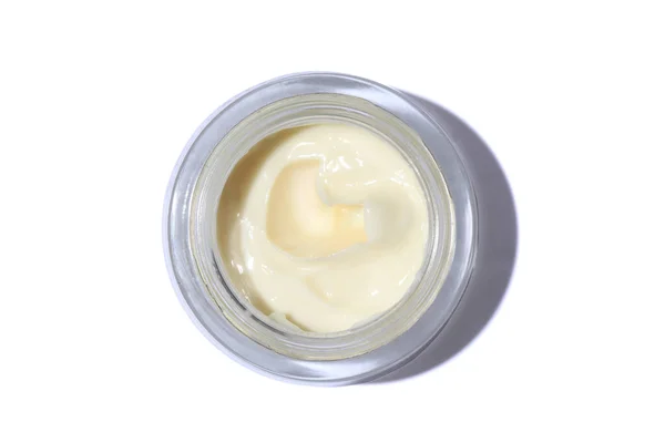 Face Body Cream Open Glass Jar View Isolated White Background Stock Picture