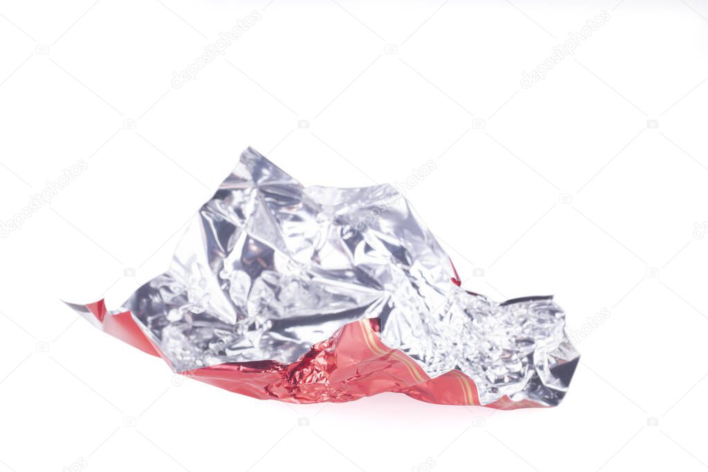 candy red wrapper empty and open isolated on white background with copy space for your text