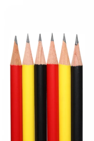 Close Six Pencils Isolated White Background Clipping Path Copy Space Stock Picture