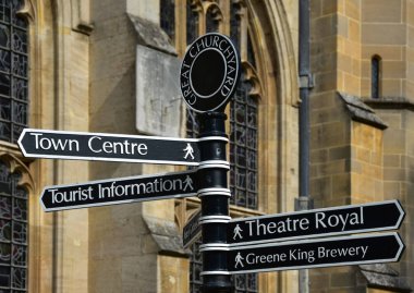 İşaret için turistik Bury St Edmunds, Suffolk, İngiltere