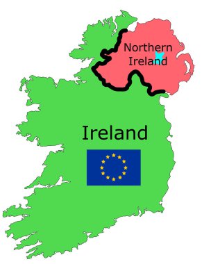 İrlanda AB ile sınır gösteren vektör grafik