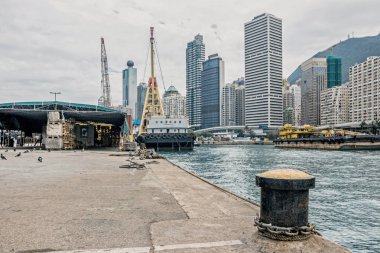 Hong Kong-20 Ocak 2019: Hong Kong Batı İlçe kargo İskelesi
