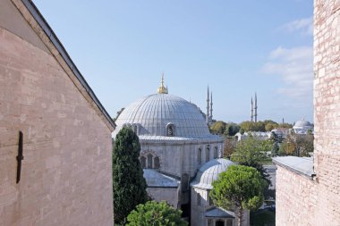 İstanbul, Türkiye - 06 Ekim 2018: İstanbul'da Ayasofya Müzesi'nin dış cephesi 