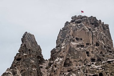 Kapadokya'daki Uchisar Kalesi manzarası