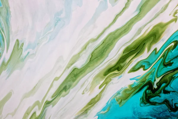 Abstract Green Fluid Acrylic Painting — Stock Photo, Image
