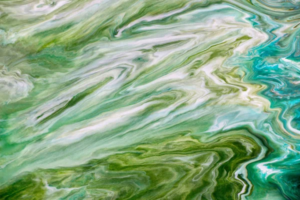 abstract green fluid acrylic painting