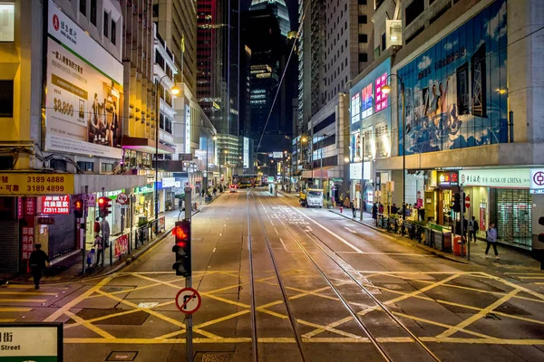 Hong Kong January 2019 Night View Busy Street Hong Kong — Stock Photo, Image