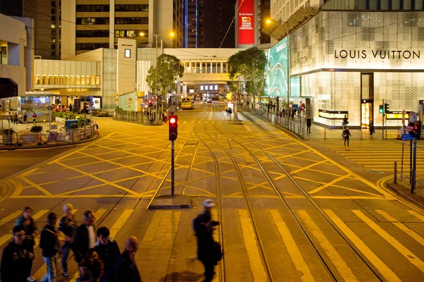 Hong Kong January 2019 Night View Busy Street Hong Kong — Stock Photo, Image