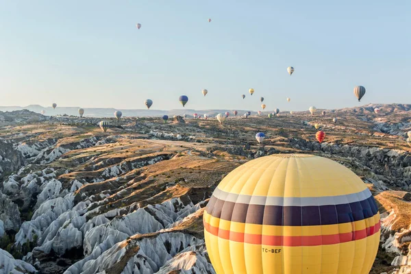 hot air balloon in sky in Goreme Cappadocia