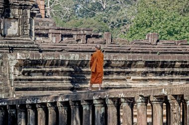 Angkor Wat tapınağında bir keşiş