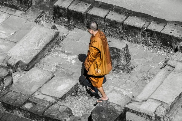Moine Dans Temple Angkor Wat — Photo