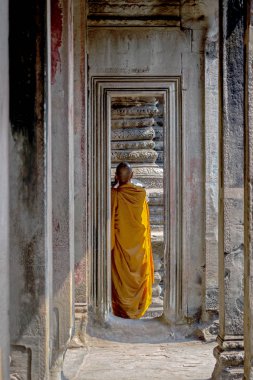 angkor wat de tapınakta keşiş