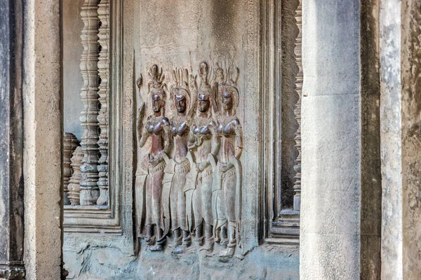 Schnitzereien Der Wand Tempel Von Angkor Wat — Stockfoto