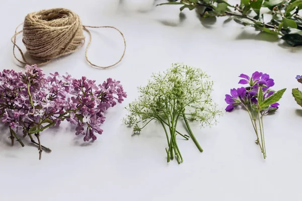 Wilde Bloemen Regeling Witte Achtergrond — Stockfoto