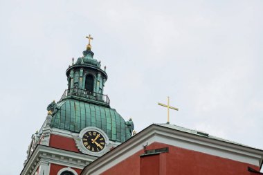 Stockholm, İsveç - 27 Haziran 2019: Stockholm'deki Saint James Kilisesi'nin dış cephesi