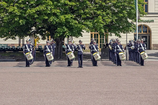 Estocolmo Suécia Junho 2019 Royal Swedish Army Band Tocando Música — Fotografia de Stock