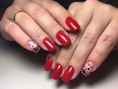 uzun çivi kırmızı sweets ile moda kırmızı manikür