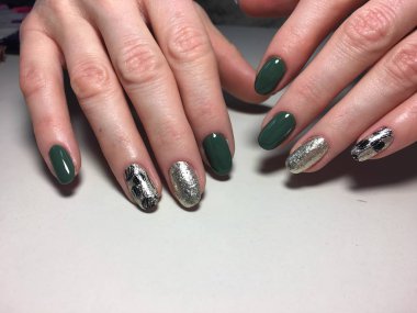 bir dokusal trendy yeşil manikür