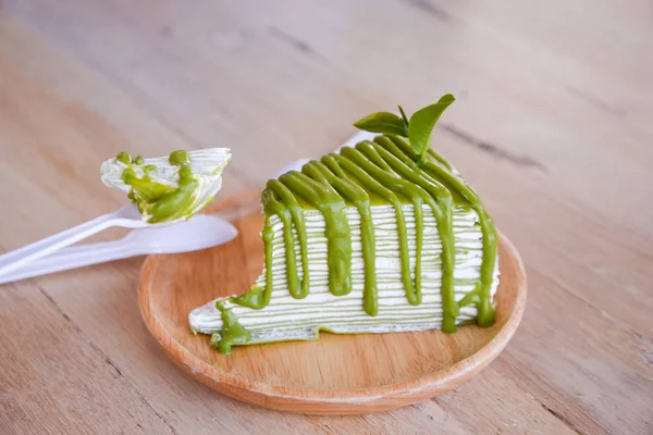 Green Tea Crepe Cake — Stock Photo, Image