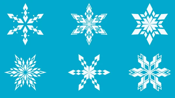 Fehér hópelyhek, egyszerű geometriai alakzatok gyűjteménye, kék — Stock Vector