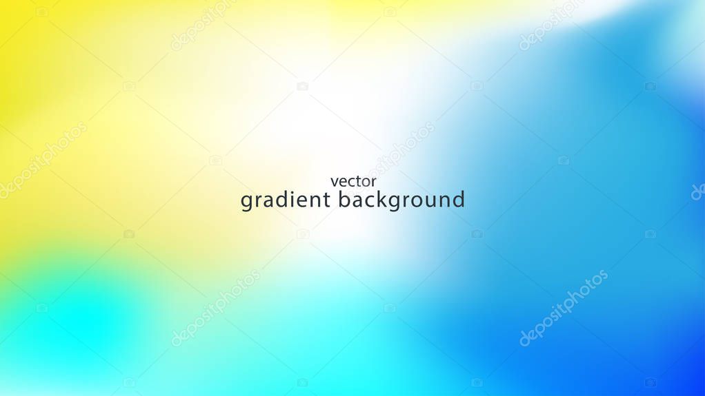 Gradient background of blurred colors of blue, turquoise and yel