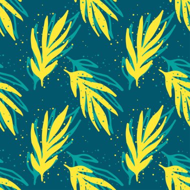 S ile boyalı sarı dalları parlak yaz dikişsiz desen