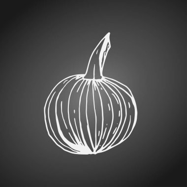 Koyu kara tahta üzerinde beyaz kabak anahat.