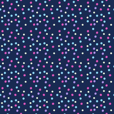 Pembe, mavi, mor ve sarı renklerde yuvarlak konfeti. Vektör 