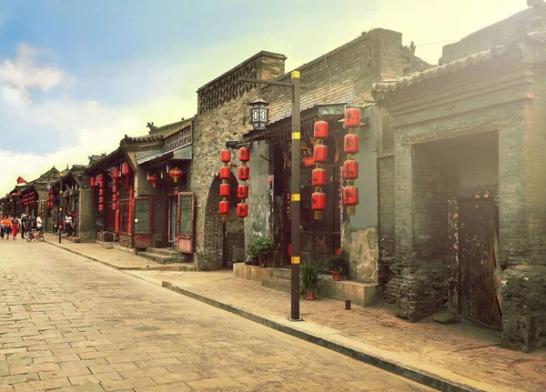 Pingyao China Mai 2017 Die Dekoration Roter Lampions Auf Den — Stockfoto