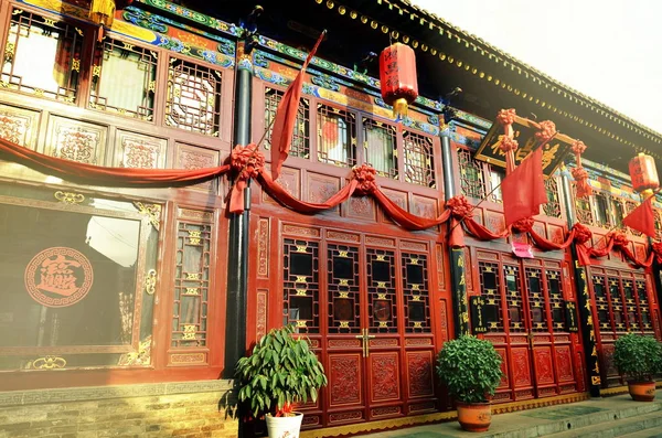 Pingyao China Mayo 2017 Decoración Los Lampiones Rojos Las Calles — Foto de Stock