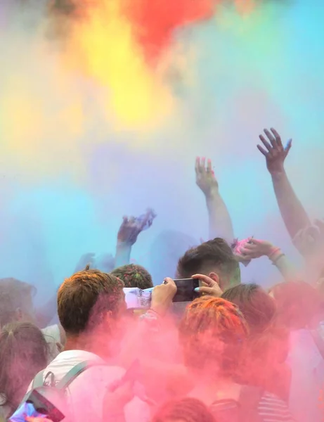 Cracow Poland June 2018 People Dancing Celebrating Music Colors Festival — Stock Photo, Image