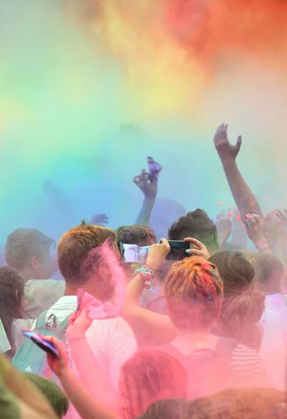 Cracow Poland June 2018 People Dancing Celebrating Music Colors Festival — Stock Photo, Image