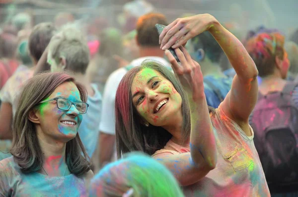 Cracow Poland June 2018 People Dancing Celebrating Music Colors Festival — Stock Photo, Image