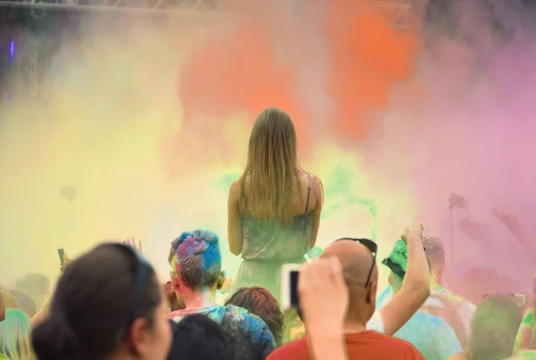 Cracow Poland June 2018 People Dancing Celebrating Music Colors Festival — Stock Photo, Image