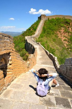 Summer view on Great Wall China clipart
