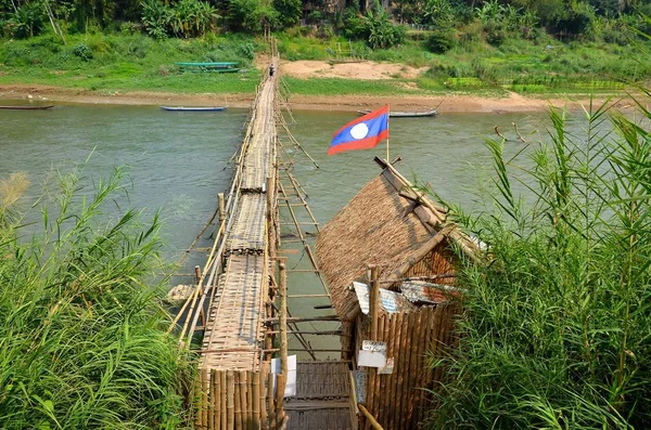 Pohled Bambusový Most Luang Prabang Laosu — Stock fotografie