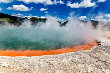 Ünlü Termal Gölü şampanya havuz Wai-O-Tapu thermanl harikalar Rotorua, Yeni Zelanda