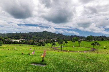 Hawaii Oahu Adası tapınaklar vadisi mezarlıkta görünümünü