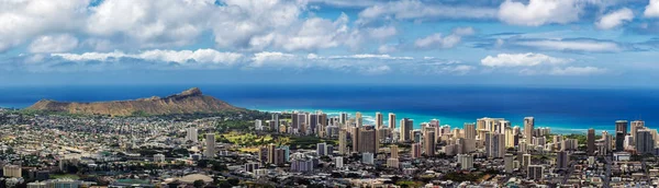 Panoramablick Auf Honolulu Stadt Waikiki Und Diamantkopf Vom Tantalus Aussichtspunkt — Stockfoto