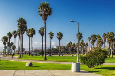 Avuç içi, Los Angeles, ABD ile Venince Beach Boardwalk