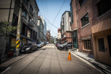 Seoul, Kore - Mayıs, 2017: Street Itaewon Seul bölgesinde