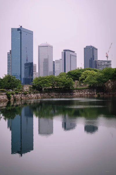 Osaka City Modern Downtown Building Reflection Water — Stock Photo, Image